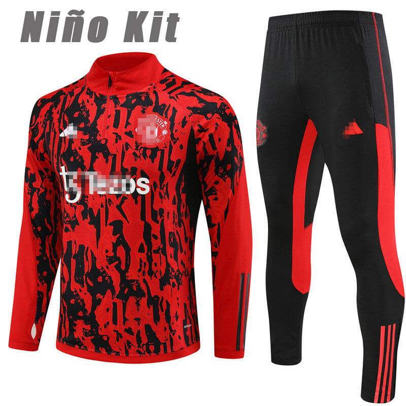Sudadera Entrenamiento Manchester United 2023/2024 Niño Kit Rojo/Negro